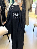 One Size Black Jalabiya With White Flowers