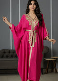 Pink Jalabiya With Morrocan Embroidery