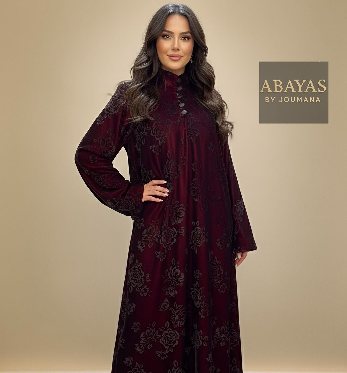 Velvet Burgundy Jalabiya