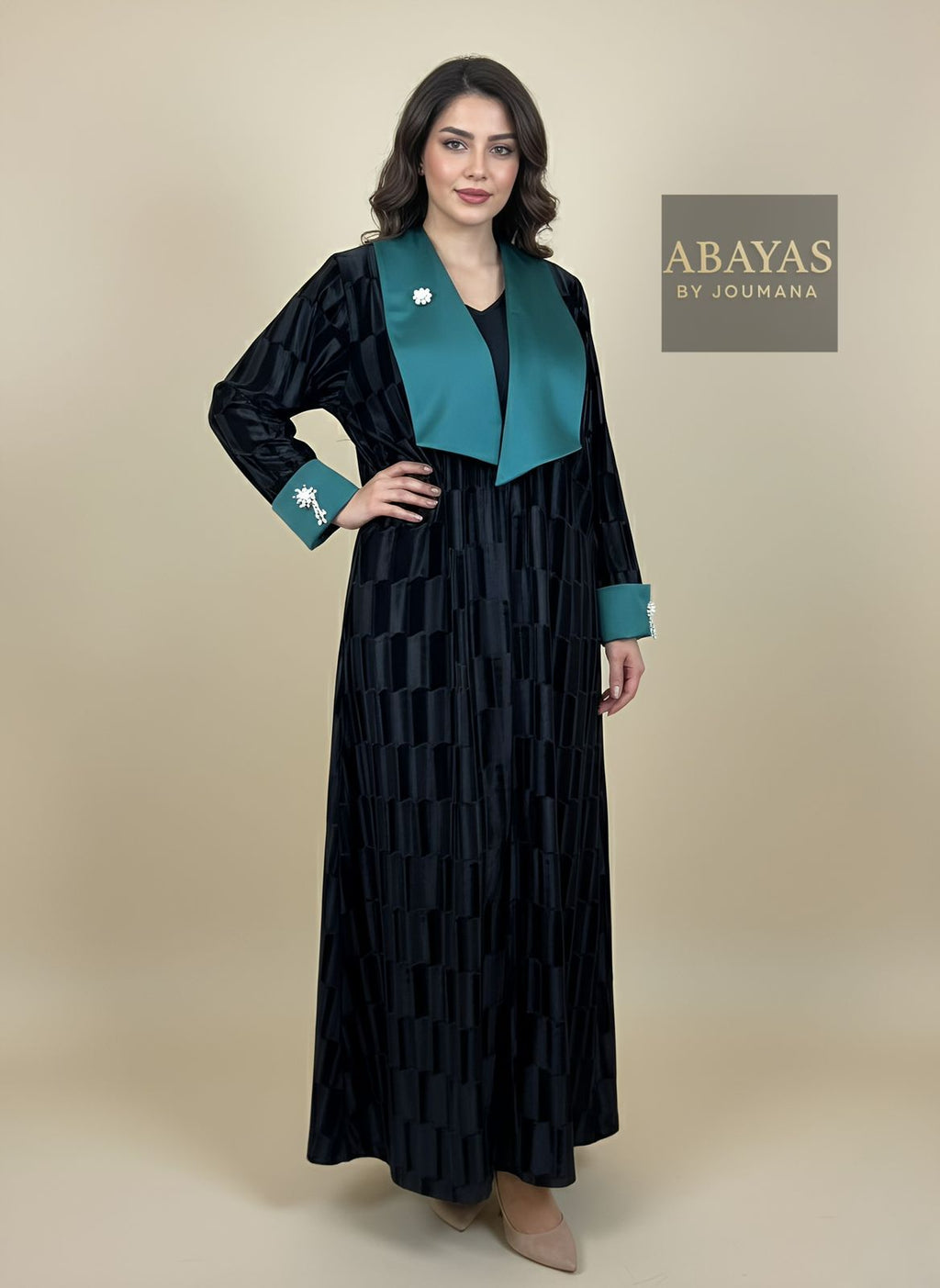 Black 3D Abaya With Embroidery