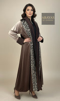 Velvet Brown Abaya With Heavy Embroidery