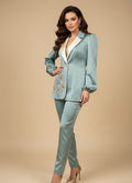 Baby Blue Suit With Embroidery