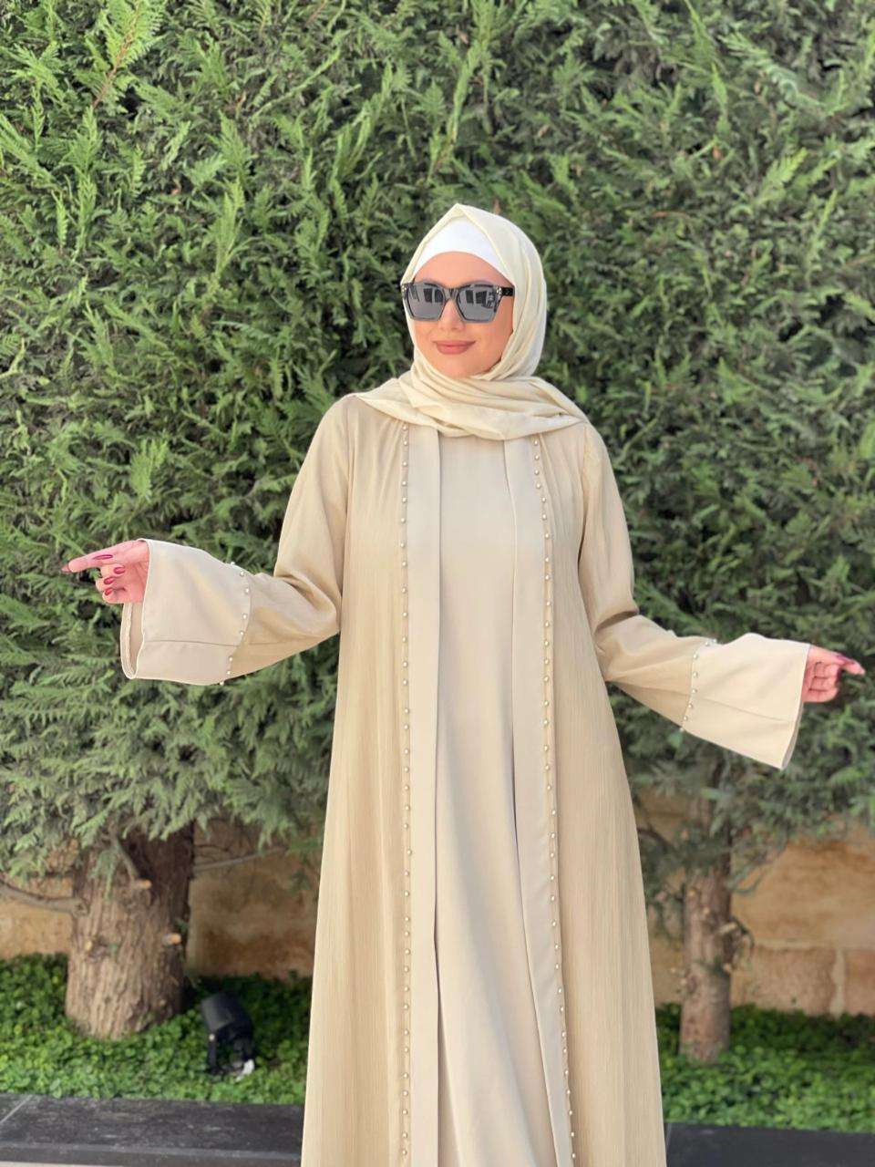 Mosleen Abaya With Pearls + Under Dress
