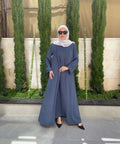Navy Abaya With Folded Edges + Under Dress