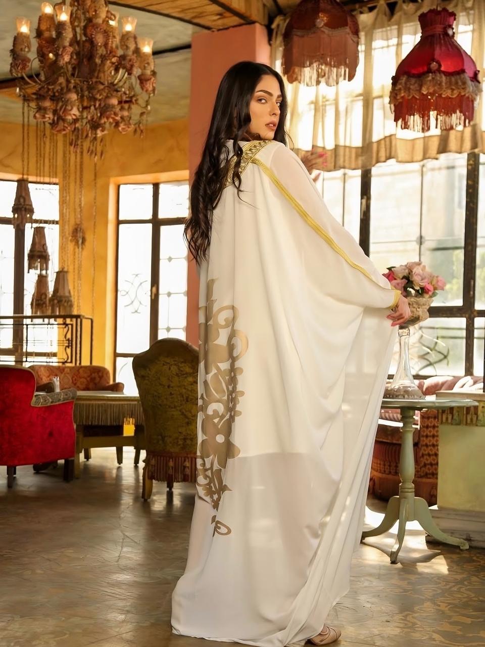 White Bisht With Moroccan Embroidery