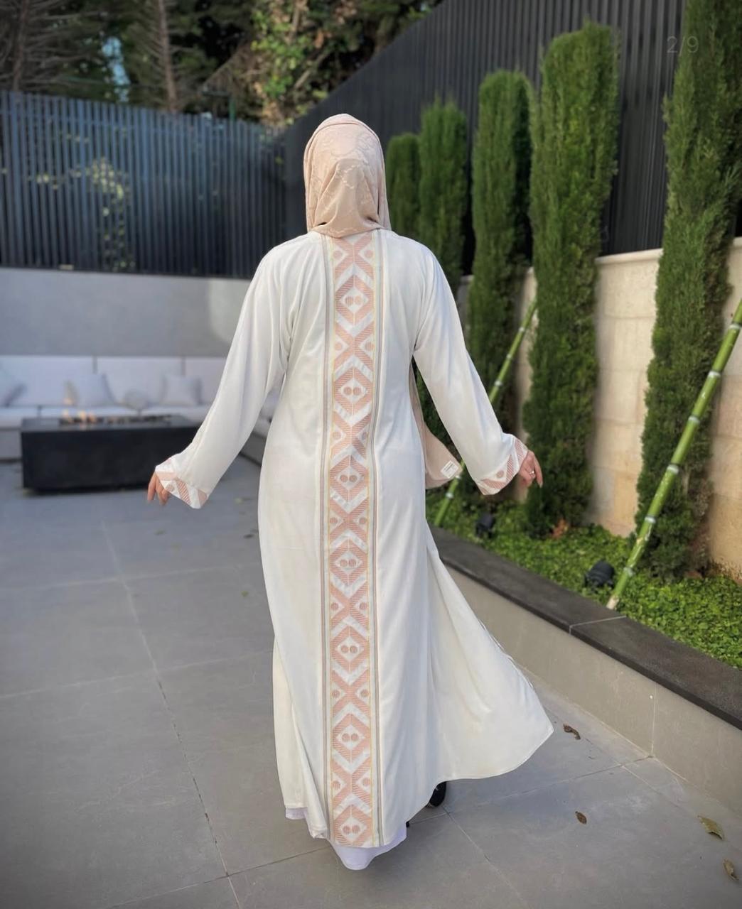 Modern Off-White Abaya + Under Dress