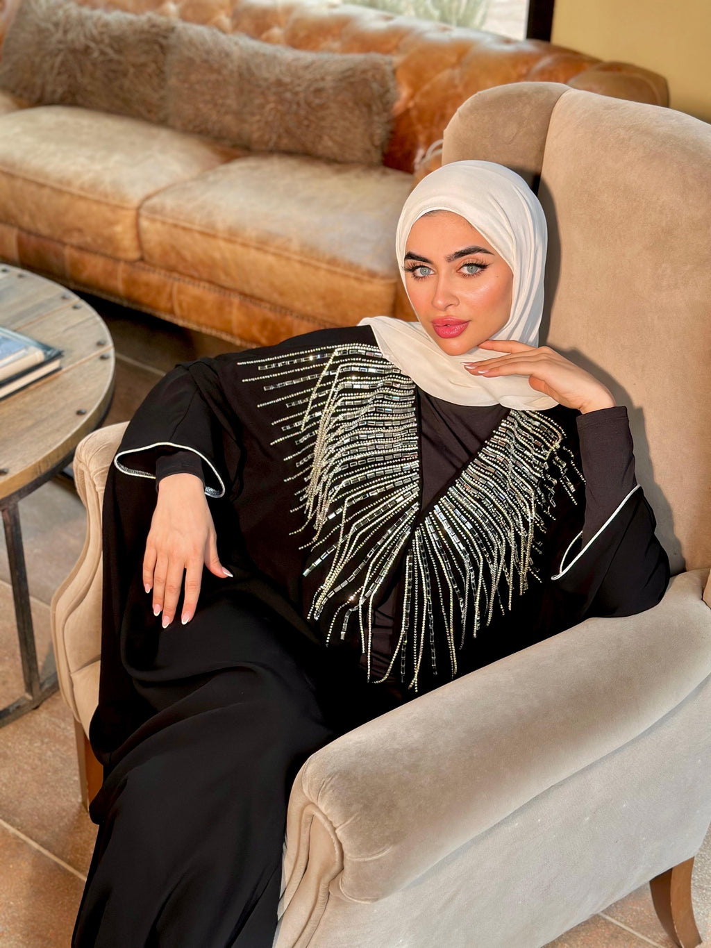 Black Abaya With Crystals