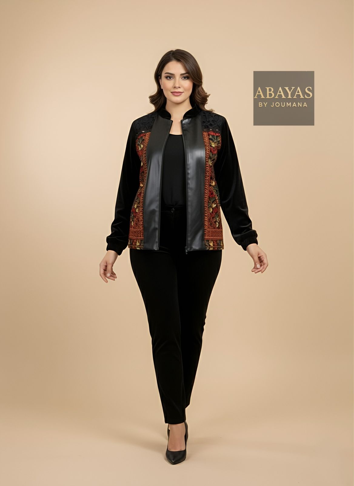 Black Winter Set With Eastern Embroidery