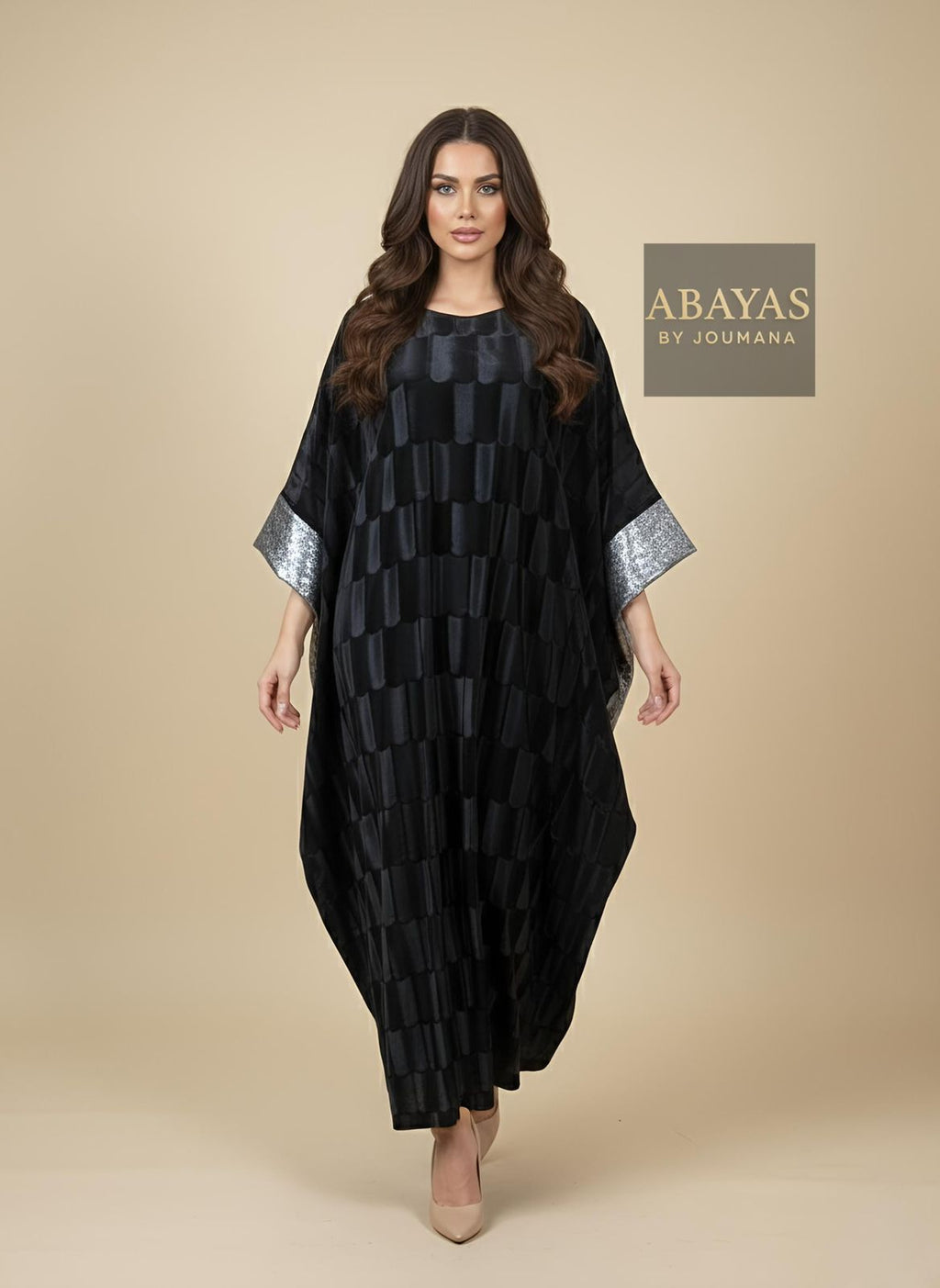 3D Velvet Black Jalabiya