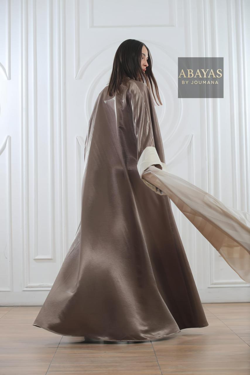 Mocha Abaya (Heavy Silk) + Touch Of Carved Flowers