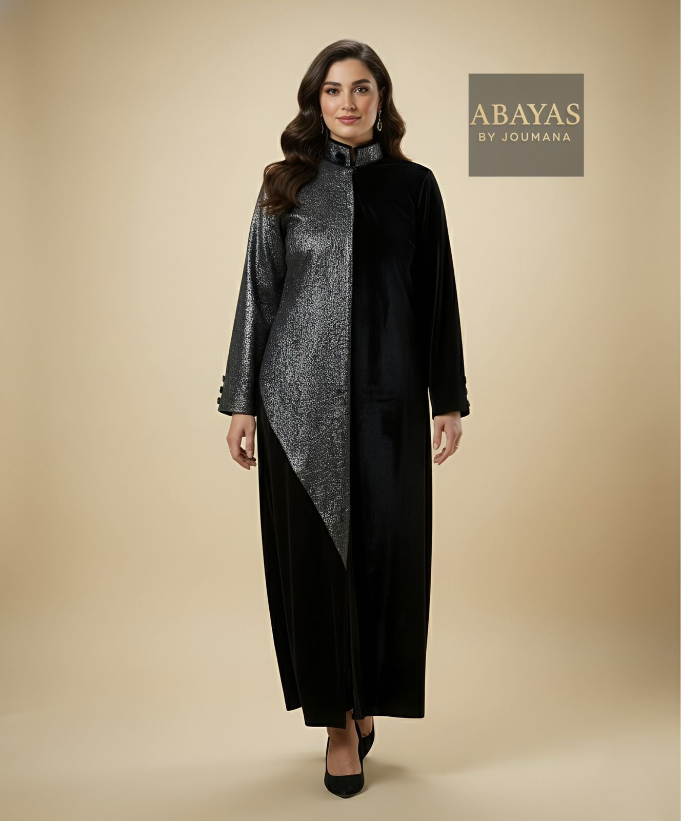 Black Jalabiya With Black Jaqard