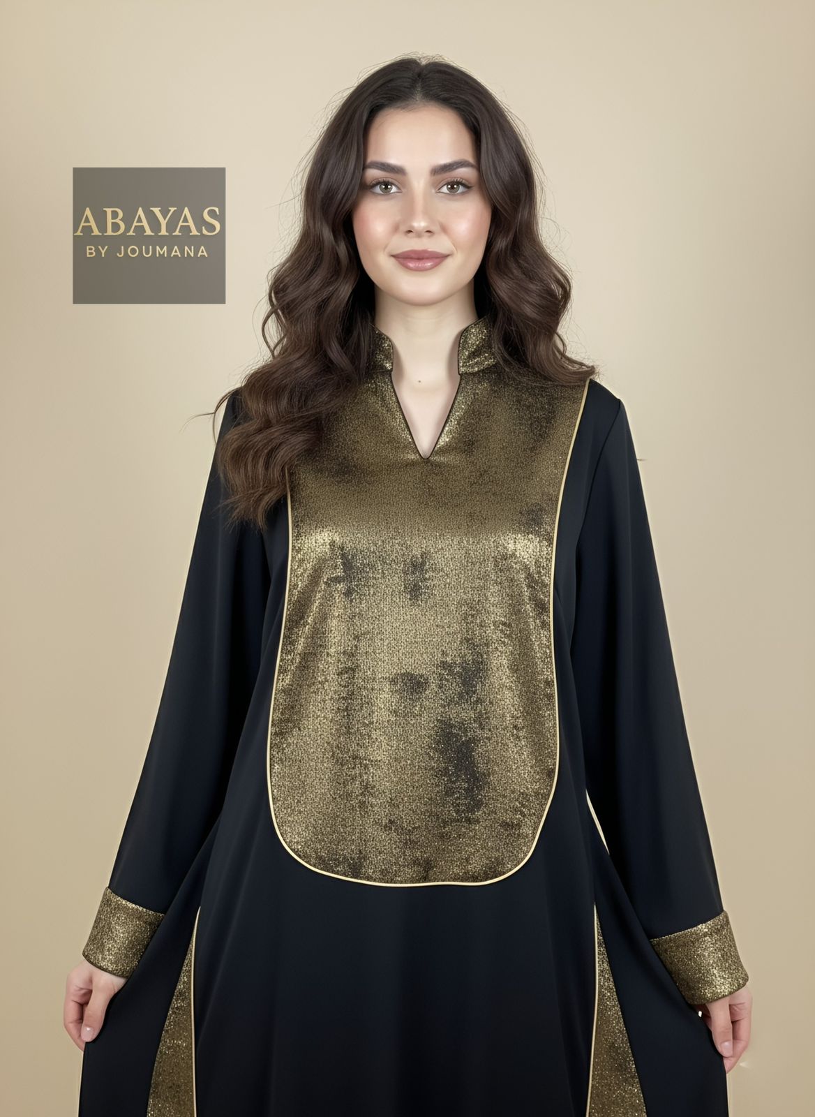 Black Jalabiya With Golden Lame