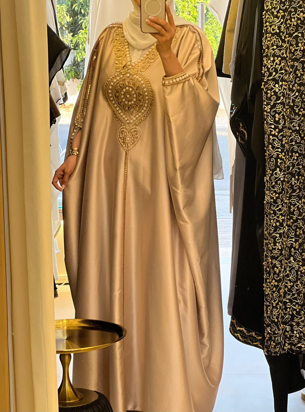 Golden Jalabiya With Morrocan Embroidery