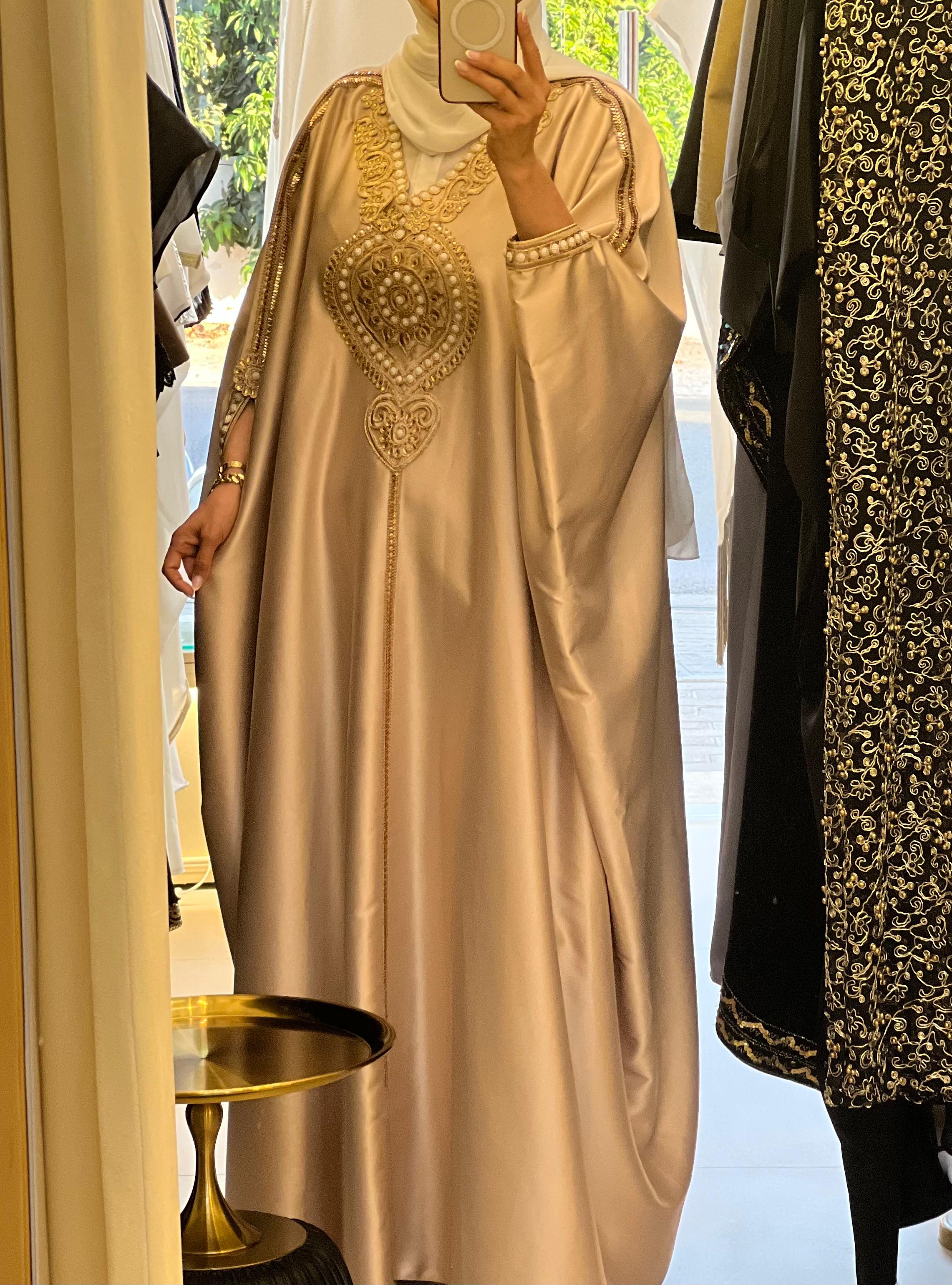 Golden Jalabiya With Morrocan Embroidery