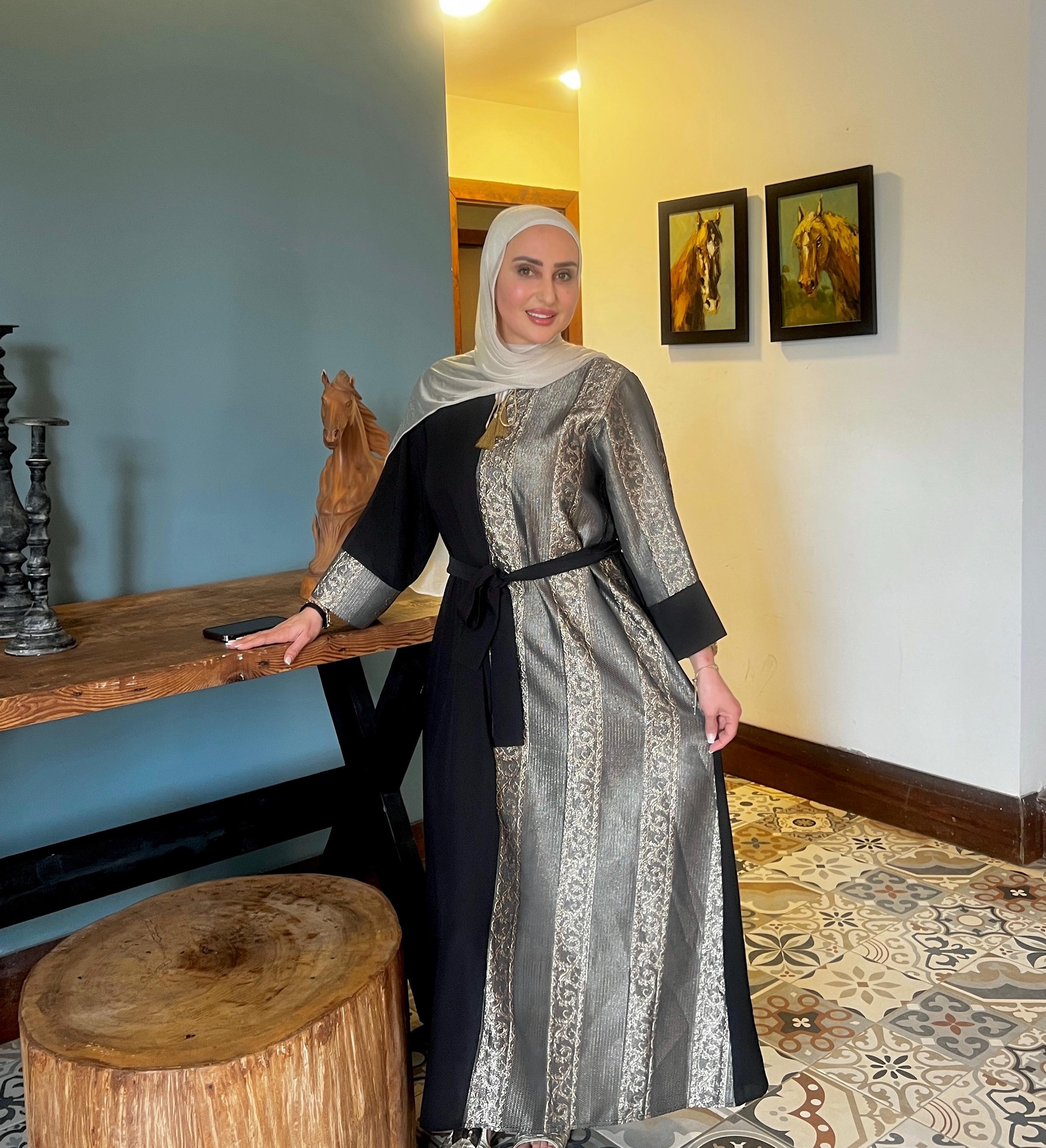 Black Jalabiya With Golden Patterns