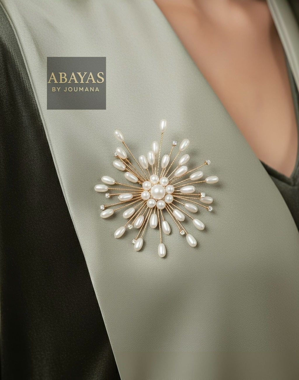 Olive Velvet Abaya With Rectangular Collar