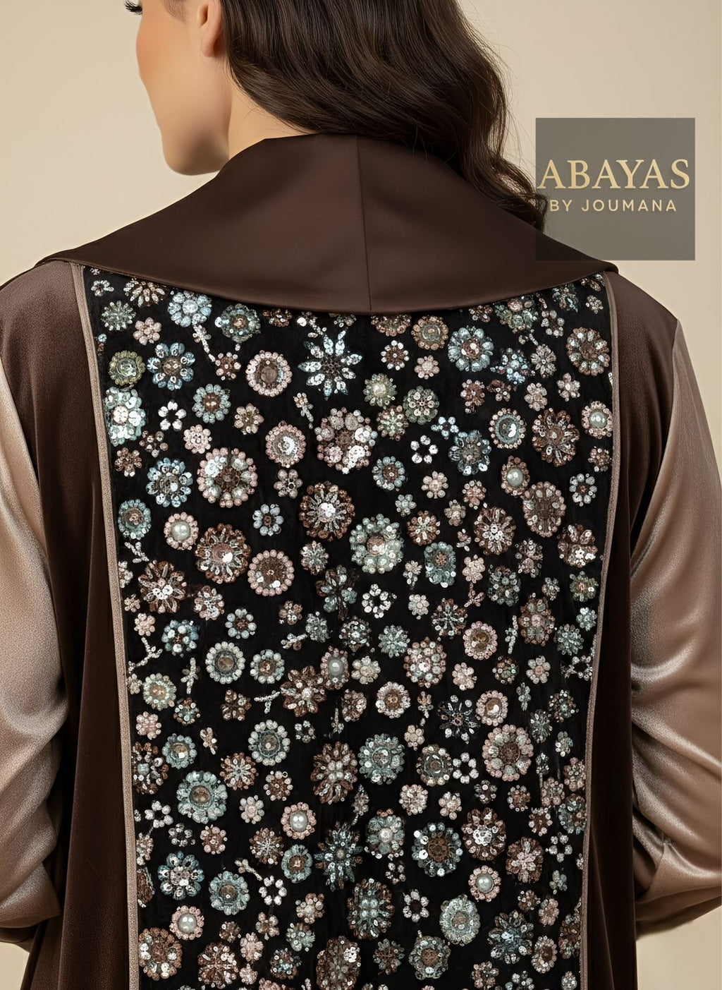 Velvet Brown Abaya With Heavy Embroidery