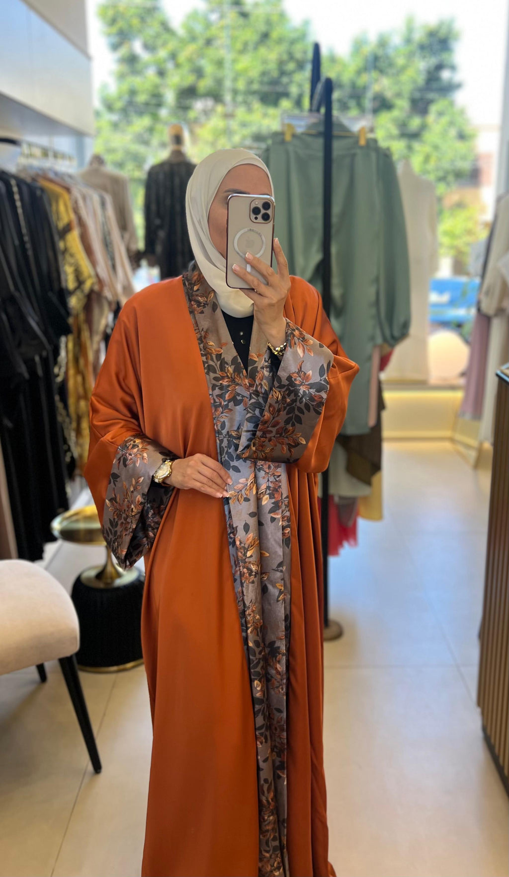 Burnt Orange Abaya (Wide Sleeves)