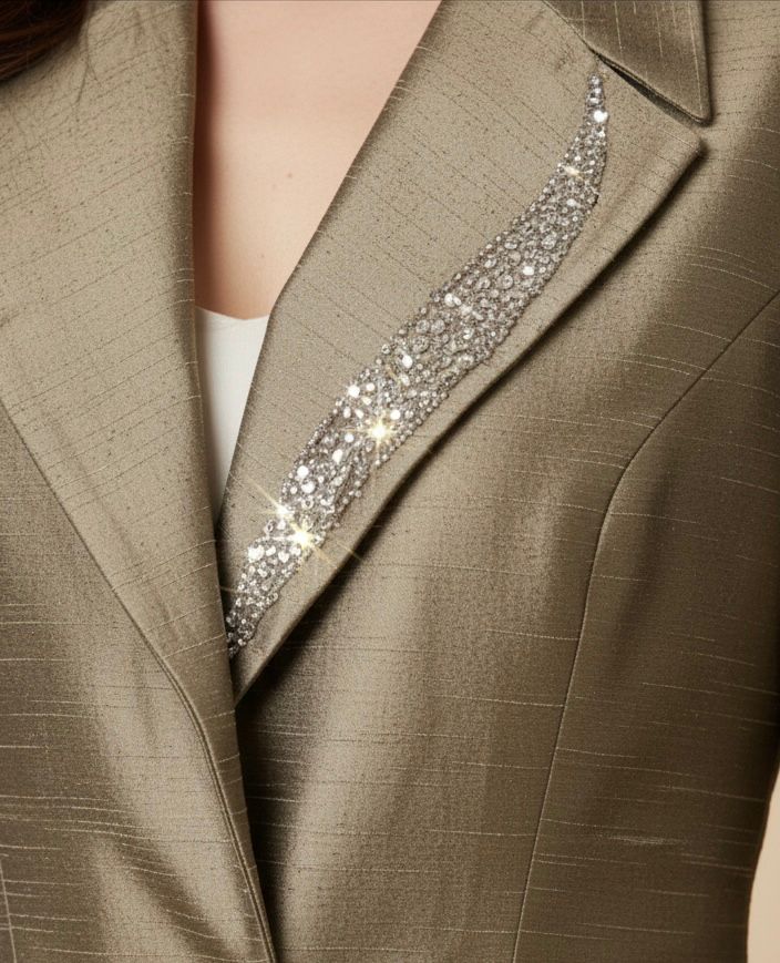 Olive Suit With Embroidery