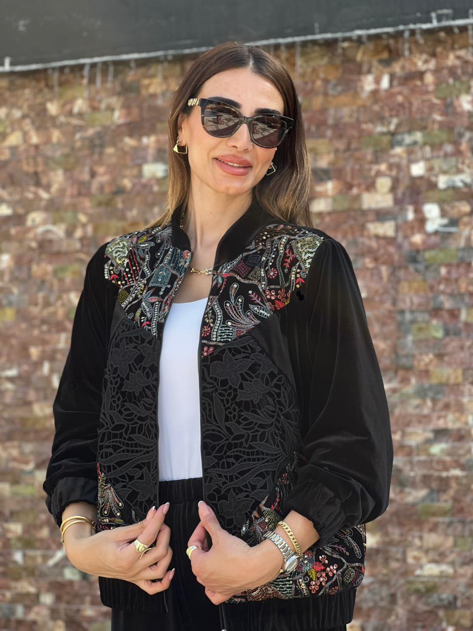 Black Winter Set With Eastern Embroidery