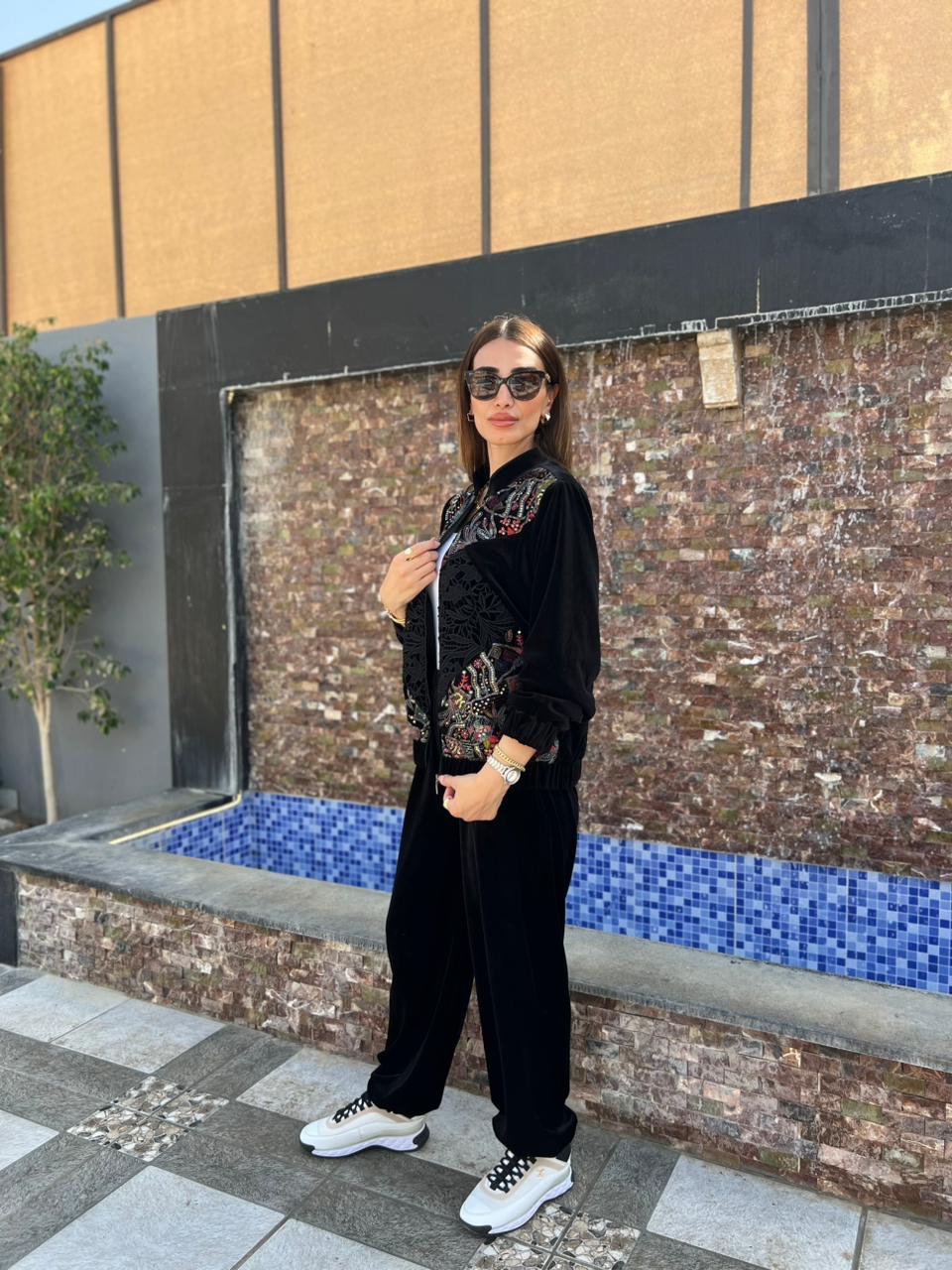 Black Winter Set With Eastern Embroidery