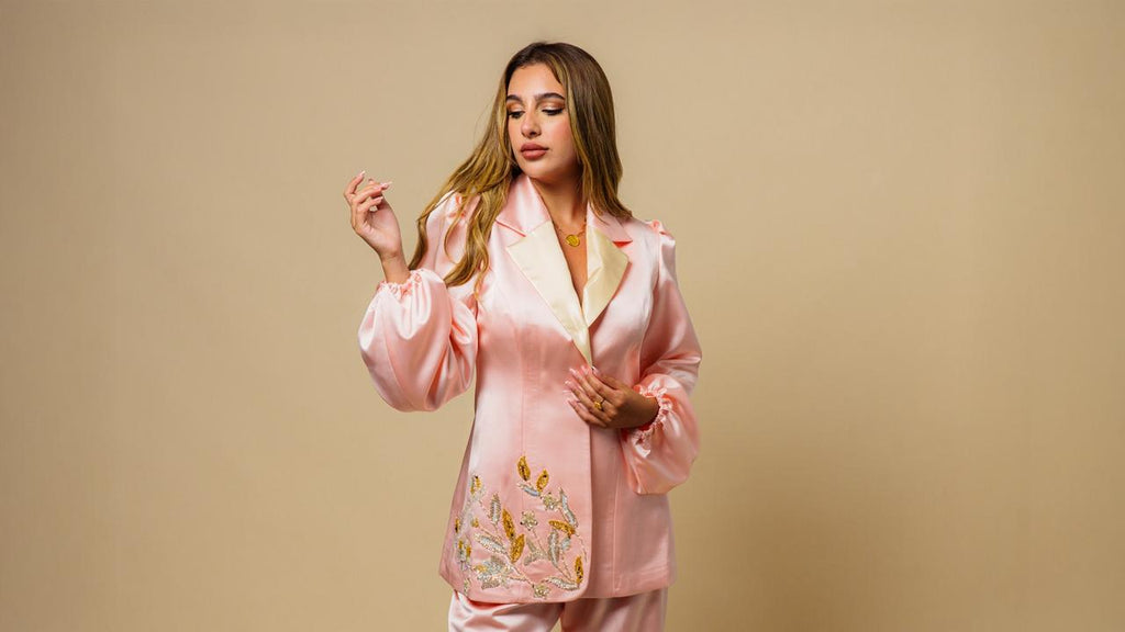 Pink Suit With Embroidery