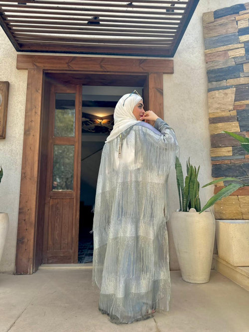 Abaya With Layer Of Feathers