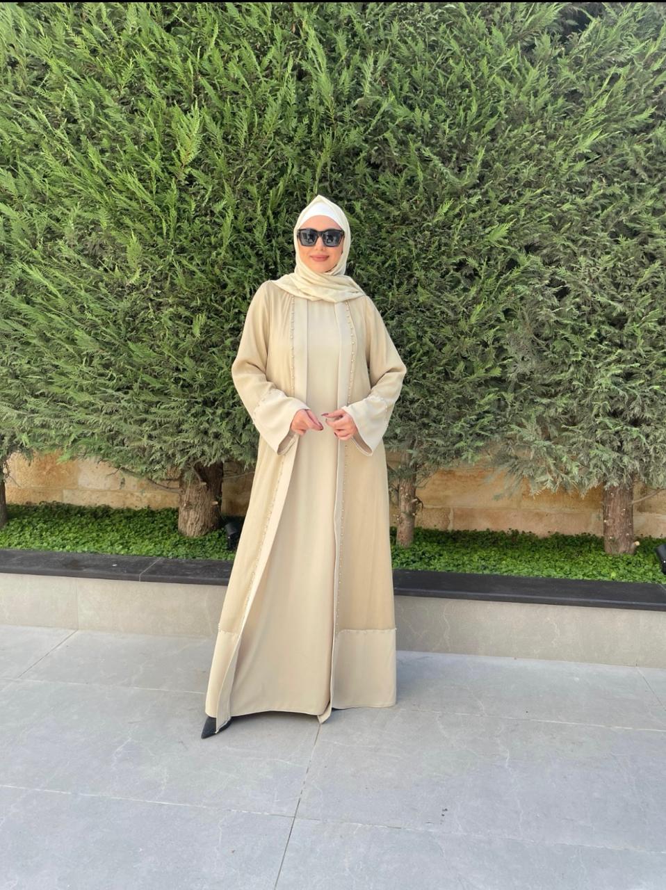 Mosleen Abaya With Pearls + Under Dress