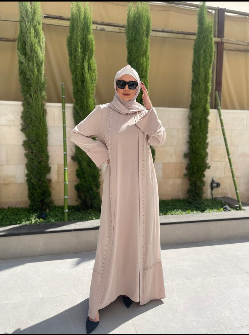 Mosleen Abaya With Pearls + Under Dress
