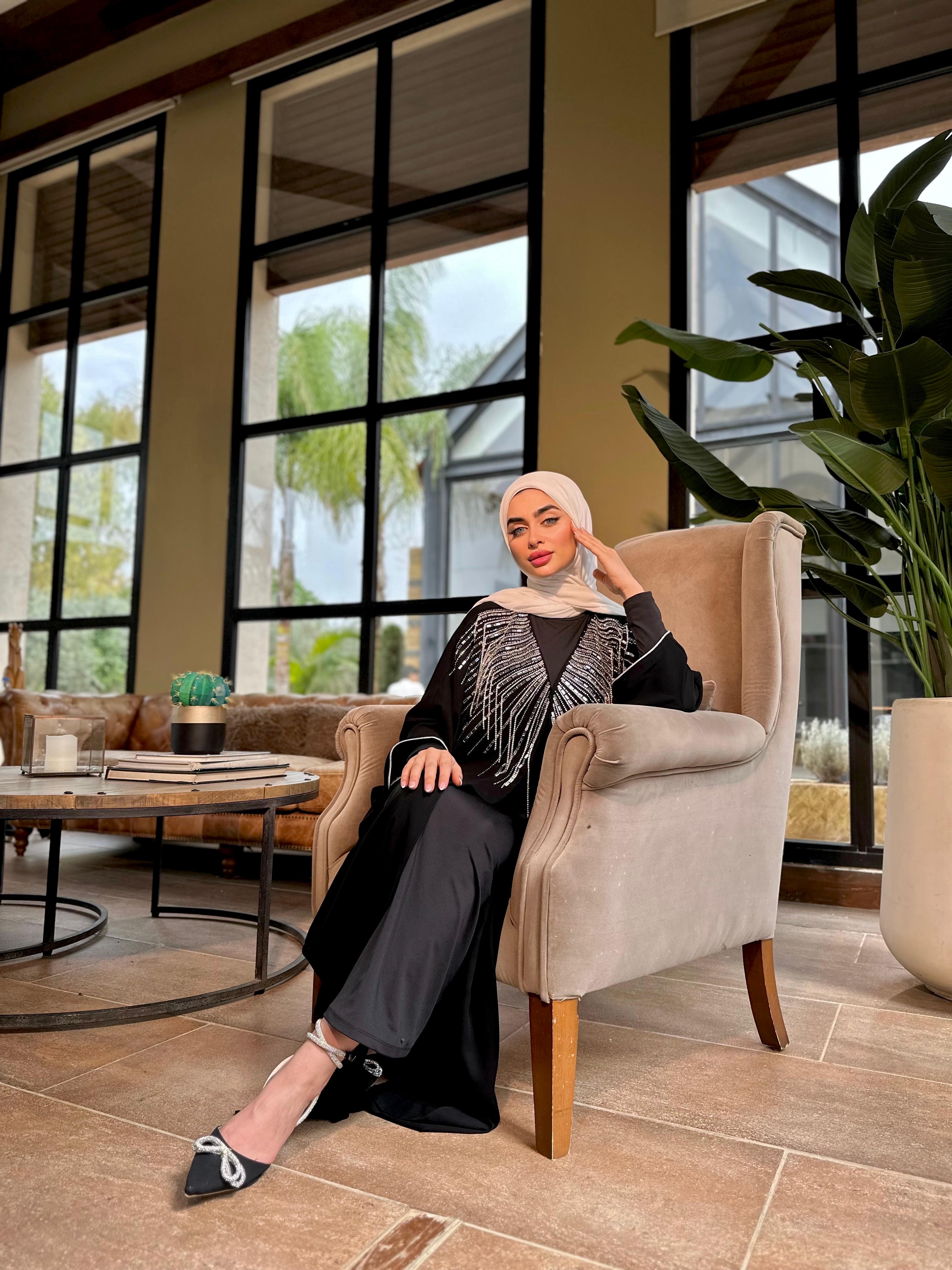 Black Abaya With Crystals