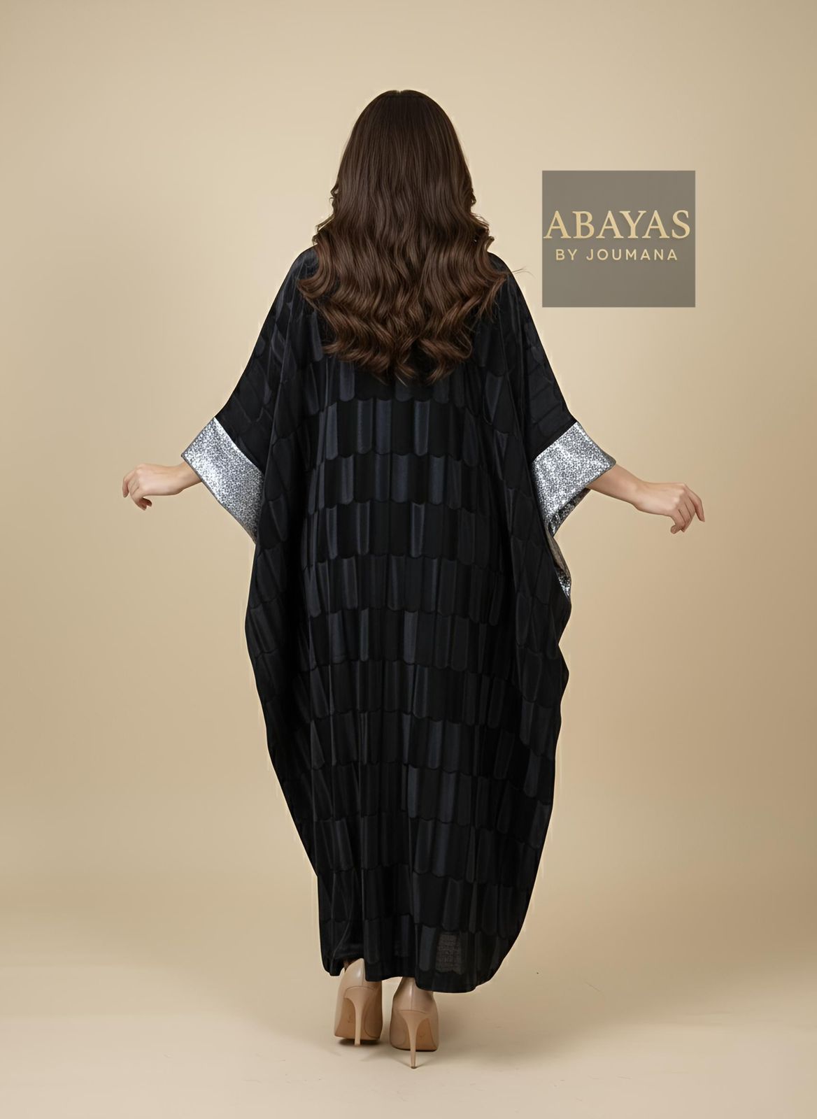 3D Velvet Black Jalabiya
