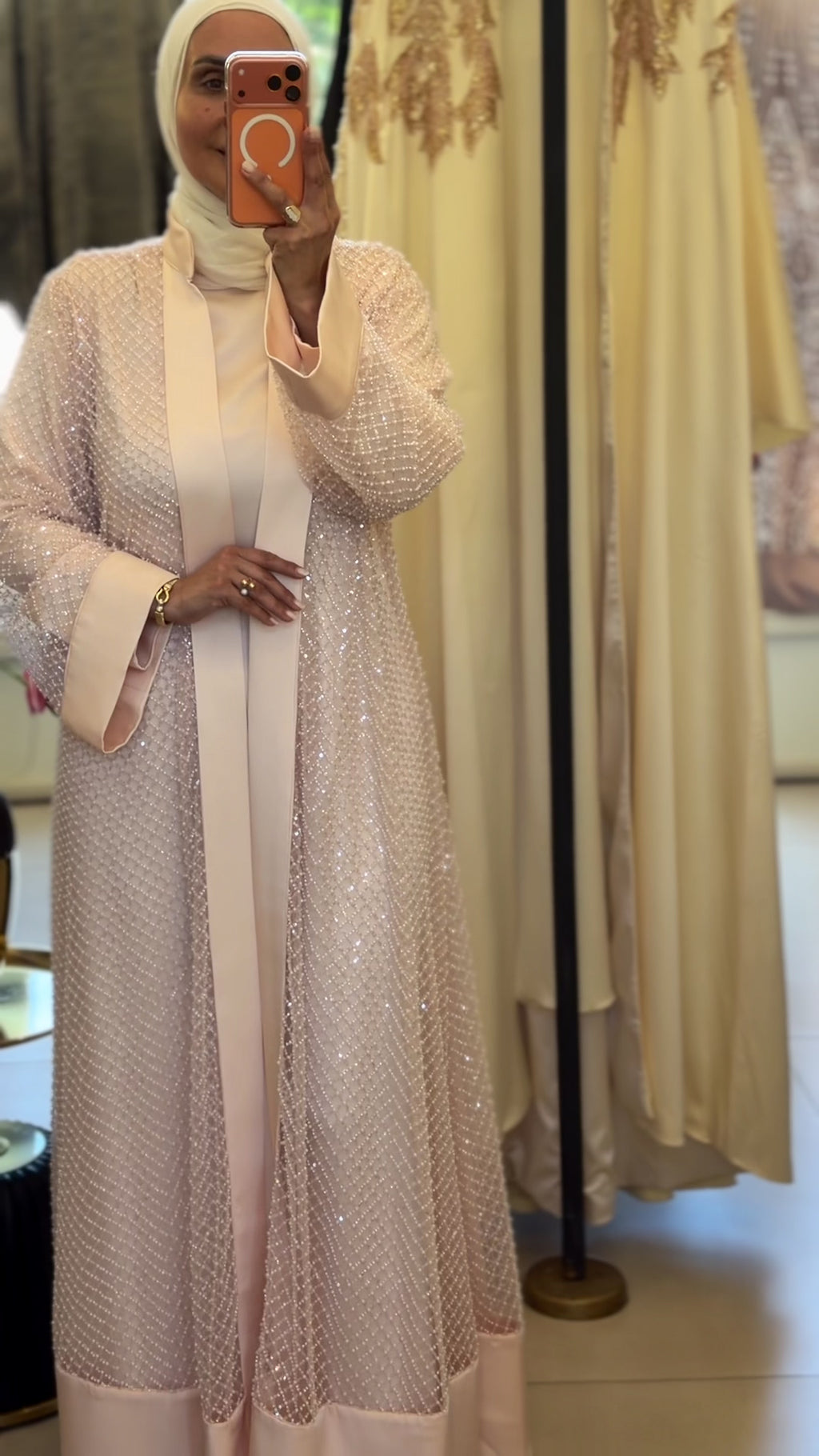 Peach Pearl Abaya + Dress