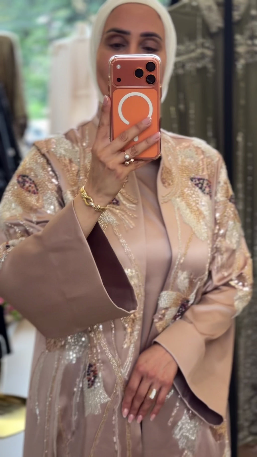 Light Mocha Embroidered Caftan Set + Dress