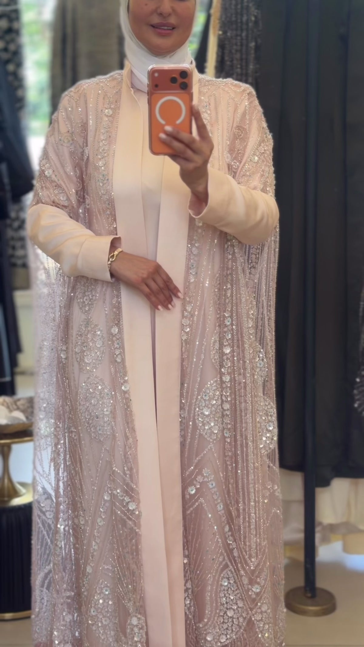 Royal Light Pink Abaya Set