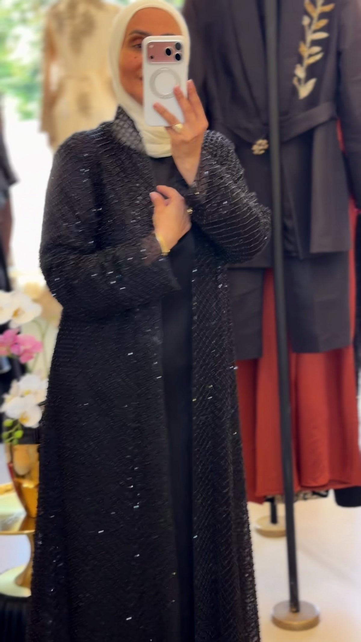 Black Embroidered Abaya + Dress