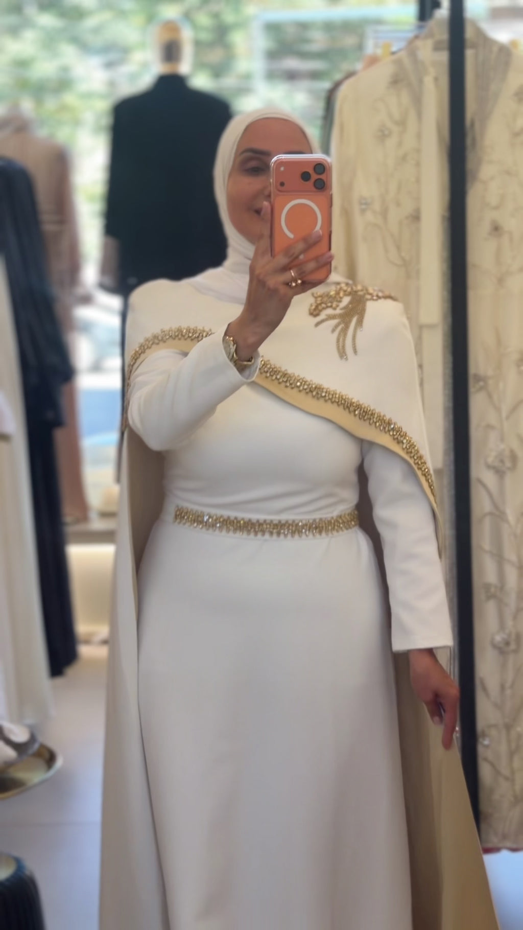 White Cape With Golden Crystals