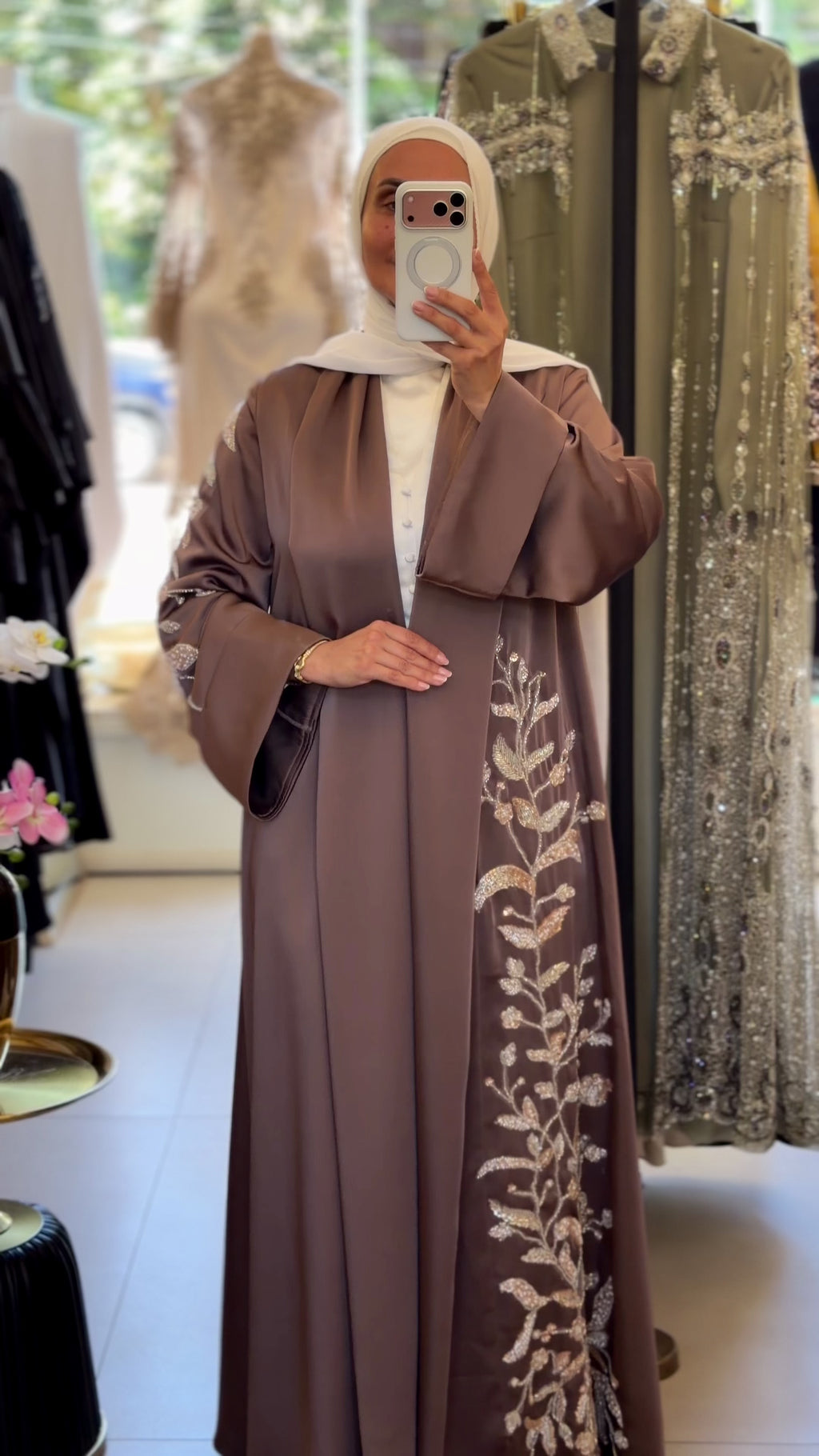 Embroidered Mocha Abaya